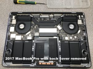 2017-MacBook-Pro-with-back-cover-removed-scaled - Profesyonel Macbook Tamiri ve iMac Servisi Macbook Repair